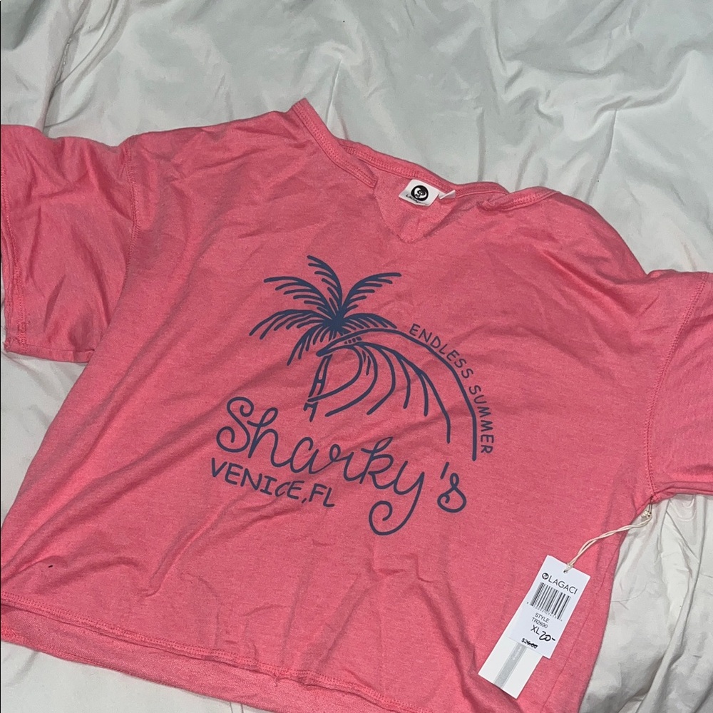 Pink Sharky's Venice FL Frayed T-Shirt